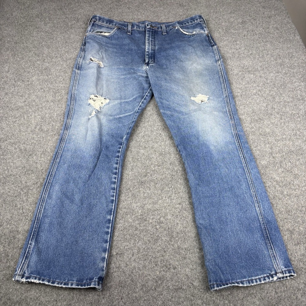VTG Wrangler Jeans Mens‎ 40x32 (Fits 38x30) Slim Boot 936 DEN Distressed Western